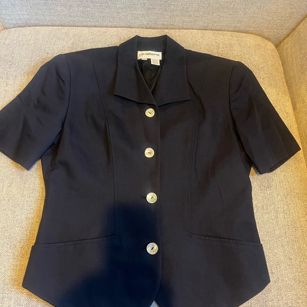 Liz Claiborne short sleeve navy jacket